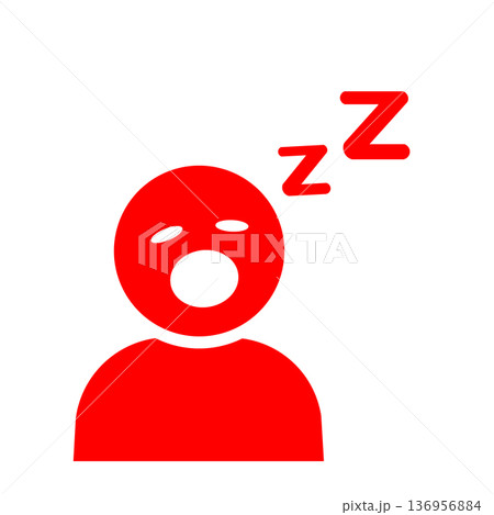 睡眠不足を表す人物ピクトグラム(赤) 睡眠不足を表す人物ピクトグラム(赤) 136956884