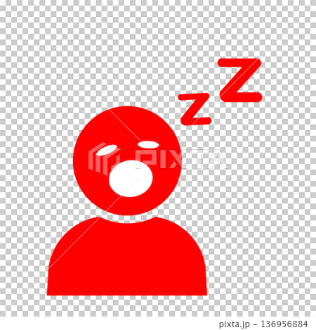 睡眠不足を表す人物ピクトグラム(赤) 睡眠不足を表す人物ピクトグラム(赤) 136956884