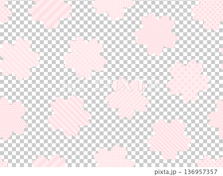 ドットとストライプ柄の桜のパターン背景 ドットとストライプ柄の桜のパターン背景 136957357