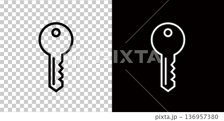 Simple key icon, house key, security symbol Simple key icon, house key, security symbol 136957380