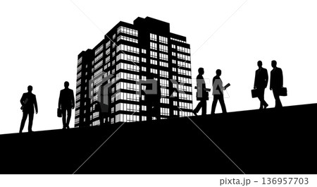 Black Solid Planner Walking Stairs Silhouettes Set of Six on White Background Black Solid Planner Walking Stairs Silhouettes Set of Six on White Background 136957703