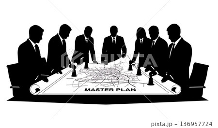 Black Solid Planner Unrolling Maps Silhouettes Set of Six on White Background Black Solid Planner Unrolling Maps Silhouettes Set of Six on White Background 136957724