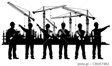 Black Solid Planner Site Inspection Silhouettes Set of Six on White Background Black Solid Planner Site Inspection Silhouettes Set of Six on White Background 136957862