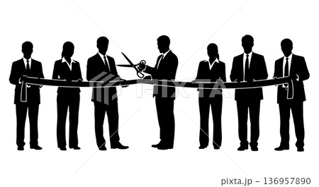 Black Solid Planner Ribbon Cutting Silhouettes Set of Six on White Background Black Solid Planner Ribbon Cutting Silhouettes Set of Six on White Background 136957890