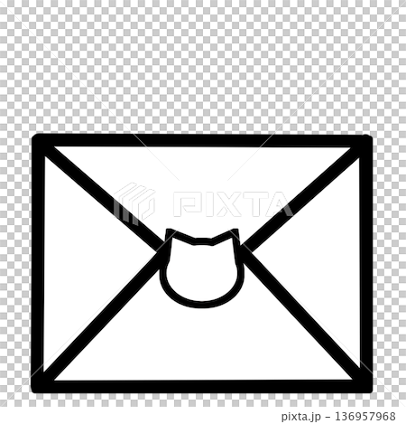 Black closed envelope letter illustration_simple cat face Black closed envelope letter illustration_simple cat face 136957968