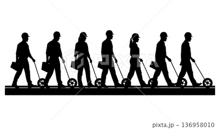 Black Solid Planner Measuring Wheel Silhouettes Set of Six on White Background Black Solid Planner Measuring Wheel Silhouettes Set of Six on White Background 136958010