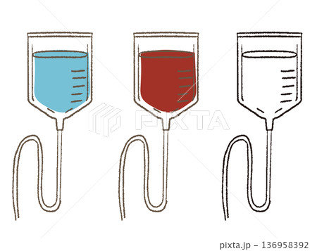 点滴と輸血と線画 点滴と輸血と線画 136958392