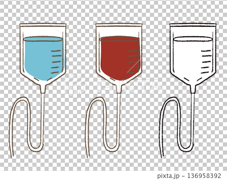 点滴と輸血と線画 点滴と輸血と線画 136958392