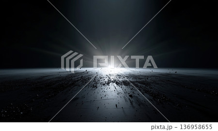 Light Burst over Dark Cracked Ground Light Burst over Dark Cracked Ground 136958655