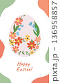 Easter greeting vector card with floral egg silhouette and abstract organic shapes. Minimalist spring botanical illustration 136958857