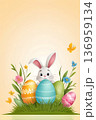 Modern minimalist background for Easter and spring compositions. Made in a calm pastel palette with plenty 136959134