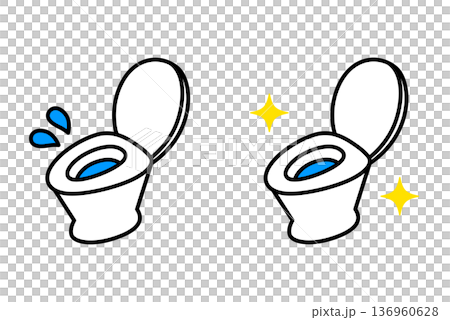 漏水馬桶和維修後的馬桶套裝 136960628