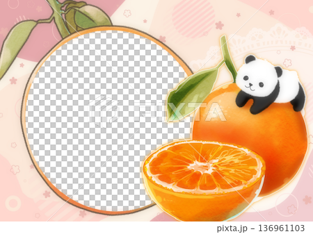 Orange and Panda Cute Photo Frame 136961103