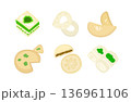 Oriental sweets set for Eid stickers or arab restaurant decor 136961106