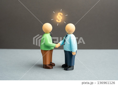 Two businessmen signed a handshake agreement. Conclude a contract. Partnership deal and mutual trust. Successful negotiation and corporate cooperation concept. Two businessmen signed a handshake agreement. Conclude a contract. Partnership deal and mutual trust. Successful negotiation and corporate cooperation concept. 136961126