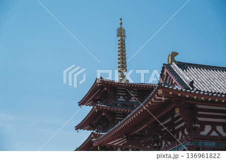[四天王寺]大阪を代表する歴史深いお寺の美しい風景 136961822