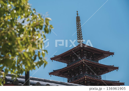 [四天王寺]大阪を代表する歴史深いお寺の美しい風景 136961905