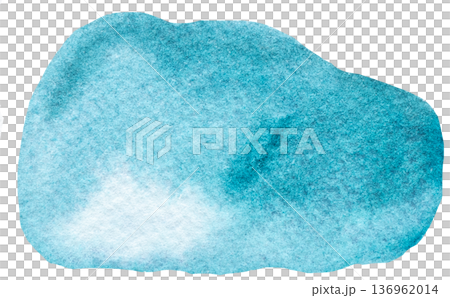 Light turquoise blue watercolor spot, isolated illustration. Hand painted design element, copy space 136962014