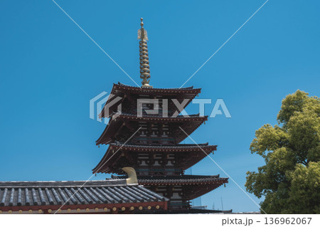 [四天王寺]大阪を代表する歴史深いお寺の美しい風景 136962067