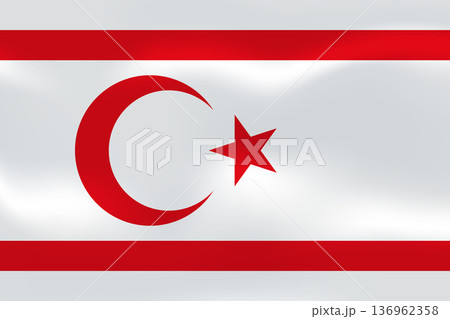 Northern Cyprus flag with wavy silk effect. Vector flag symbolizing national pride, identity, heritage, patriotism and authority 136962358