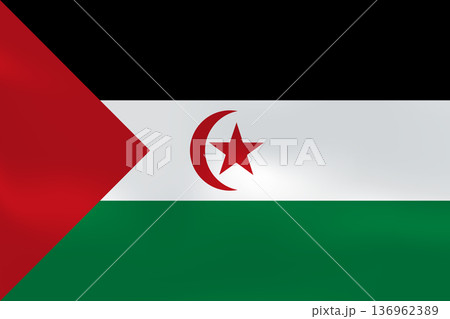 Sahrawi Arab Democratic Republic flag with wavy silk effect. Vector flag symbolizing national pride, identity, heritage, patriotism and authority 136962389