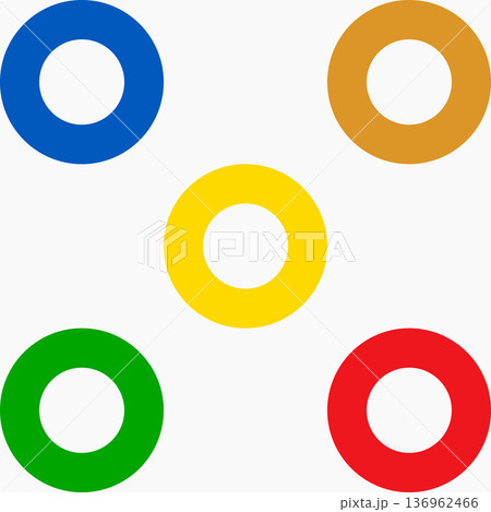Colorful seamless abstract geometric background with circles. Simple background texture for print. Modern minimalist vector pattern with circular grid, polka dot, lattice, mesh or net. 136962466