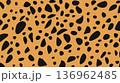 Animal Print Cheetah Dot. Black Irregular Leopard Spot on Orange. Seamless Animal Pattern with Random Shapes. Exotic Wildlife Inspired Graphic. High Quality Vector Design 136962485