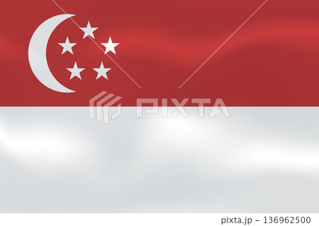 Singapore flag with wavy silk effect. Vector flag symbolizing national pride, identity, heritage, patriotism and authority 136962500