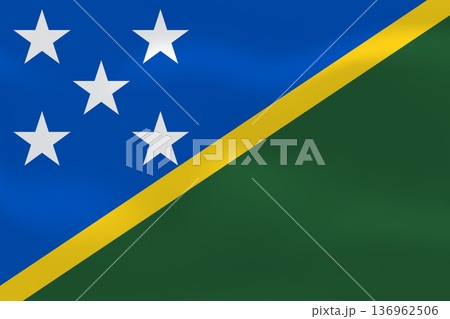Solomon Islands flag with wavy silk effect. Vector flag symbolizing national pride, identity, heritage, patriotism and authority Solomon Islands flag with wavy silk effect. Vector flag symbolizing national pride, identity, heritage, patriotism and authority 136962506