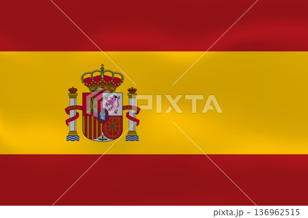 Spain flag with wavy silk effect. Vector flag symbolizing national pride, identity, heritage, patriotism and authority Spain flag with wavy silk effect. Vector flag symbolizing national pride, identity, heritage, patriotism and authority 136962515