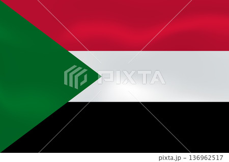 Sudan flag with wavy silk effect. Vector flag symbolizing national pride, identity, heritage, patriotism and authority Sudan flag with wavy silk effect. Vector flag symbolizing national pride, identity, heritage, patriotism and authority 136962517