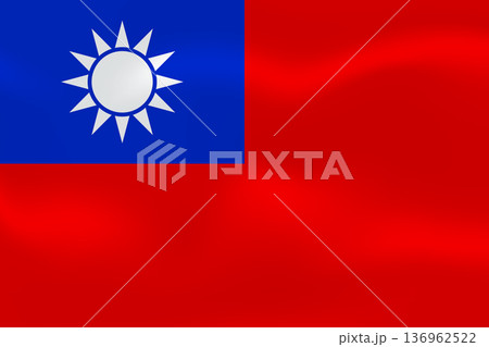 Taiwan flag with wavy silk effect. Vector flag symbolizing national pride, identity, heritage, patriotism and authority 136962522