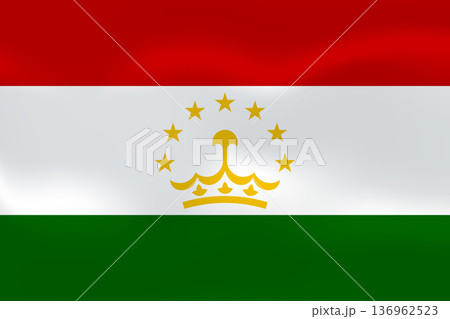 Tajikistan flag with wavy silk effect. Vector flag symbolizing national pride, identity, heritage, patriotism and authority 136962523