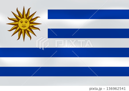 Uruguay flag with wavy silk effect. Vector flag symbolizing national pride, identity, heritage, patriotism and authority 136962541