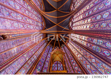 sainte-chapelle stained glasses windows, Paris, France 136962747