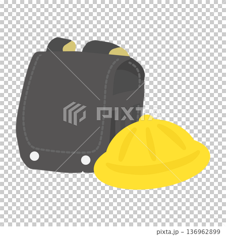 黒色のランドセルと黄色い帽子のイラスト 136962899