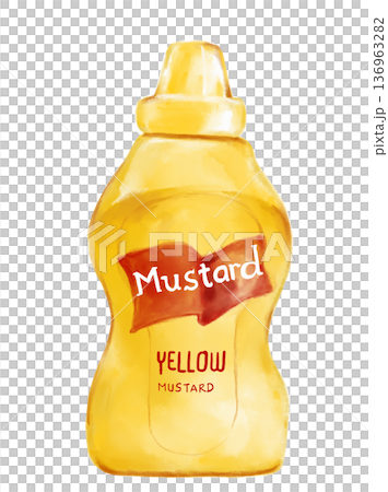 Yellow mustard bottle watercolor painting illustration art 136963282