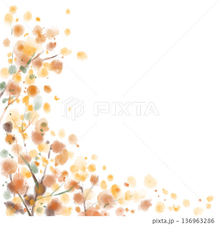 autumn fall season red leaves watercolour background art 136963286