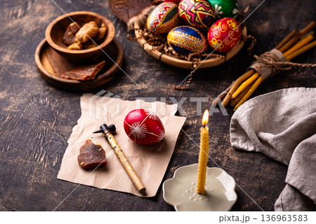 Traditional Ukrainian painting Easter eggs Traditional Ukrainian painting Easter eggs 136963583