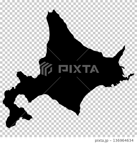 Hokkaido map black silhouette vector icon Japanese archipelago Hokkaido region 136964634