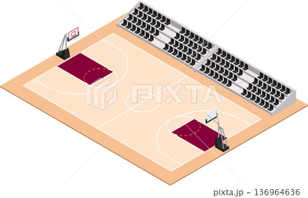 Isometric indoor basketball court illustration 136964636