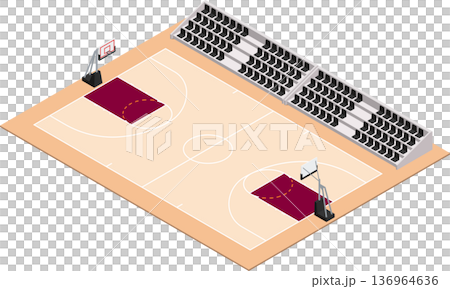 Isometric indoor basketball court illustration 136964636