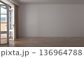 Empty Beachfront Room Interior With Open Glass Door And Ocean View 136964788