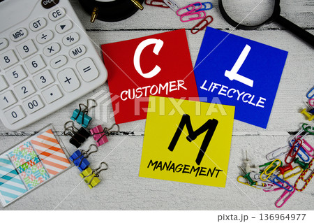 CLM Customer Lifecycle Management text phrase of business and financial concept CLM Customer Lifecycle Management text phrase of business and financial concept 136964977
