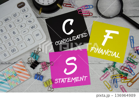 CFS Abbreviation of Consolidated Financial Statement text phrase of business and financial concept CFS Abbreviation of Consolidated Financial Statement text phrase of business and financial concept 136964989