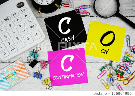 COC Cash On Confirmation text phrase of business and financial concept COC Cash On Confirmation text phrase of business and financial concept 136964990