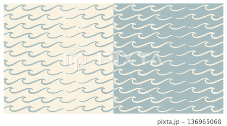 Wavy vector seamless pattern set. Pastel color palette. Milky and soft blue 136965068