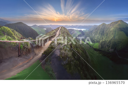 Mountain landscape Ponta Delgada island, Azores Portugal 136965570