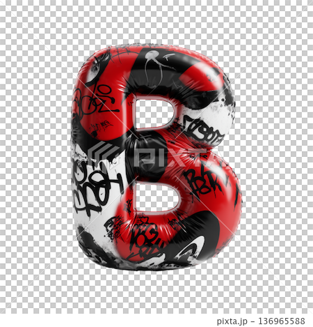 Balloon letter B covered in graffiti in glossy style isolated on white background showing urban art concept theme idea Balloon letter B covered in graffiti in glossy style isolated on white background showing urban art concept theme idea 136965588