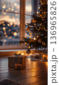 Holiday scene with illuminated tree and relaxing celebrating atmosphere 136965826